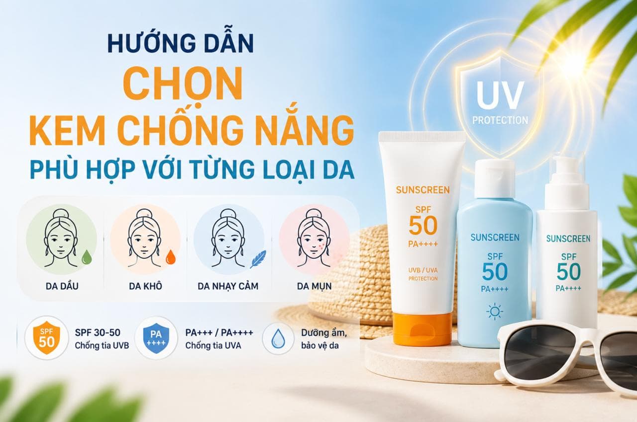Hướng dẫn chọn kem chống nắng phù hợp với từng loại da
